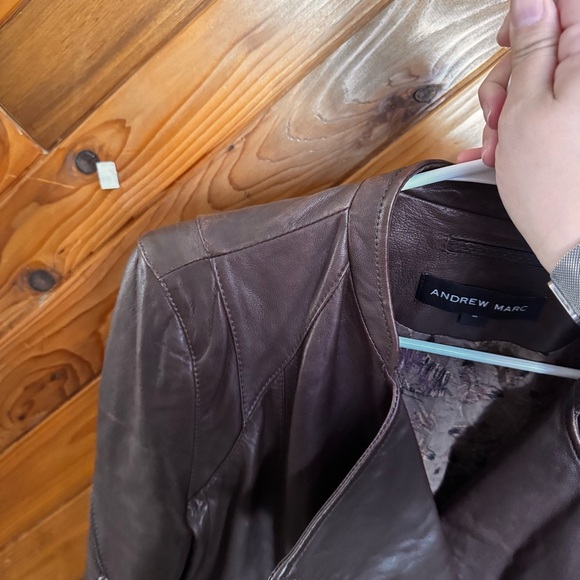 Andrew Marc Brown Leather Motorcycle Jacket Size Medium - Picture 7 of 8